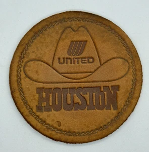 Sombrero de Vaquero de Colección United Airlines Houston Cuero Bebida Posavasos 4" - Imagen 1 de 3