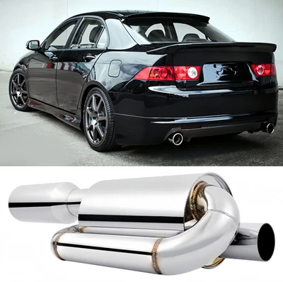 2.5" Inlet 4.0" Outlet Sport Twin Loop Exhaust Tips Muffler For Acura TL TLX TSX - Image 1 of 4