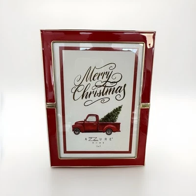 Marco de fotos rojo y dorado de vacaciones de Navidad Azzure Home 5x7 Foto 1 de 4
