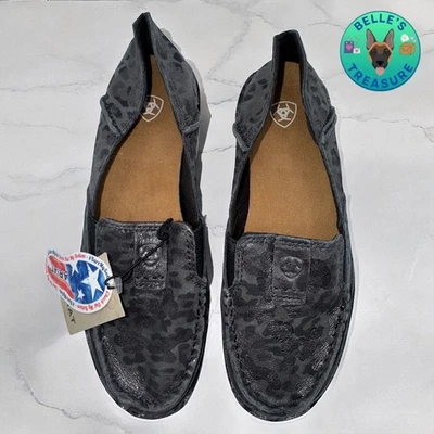Ariat Shoes Cruiser Dark Shadow Shimmer Leopard Print Leather Slip On Women's 6B - Image 1 of 4