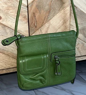 Bandolera de cuero verde vintage Tignanello bolso organizador bolsillos Foto 1 de 4