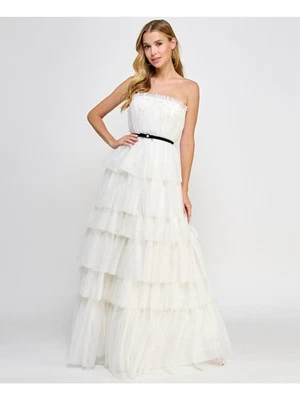 SAY YES TO THE Womens White Faux Pearl Embellishments Bow Dress Juniors 12 - Image 1 of 4