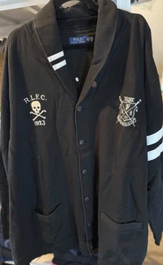Polo Ralph Lauren Rowing Club RLFC Skull Bones Rugby Cardigan Sweater 4XLT USED - Picture 1 of 8