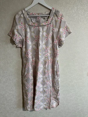 White Stuff 100% Linen Beige Floral Printed Dress Size 16 - Image 1 of 4