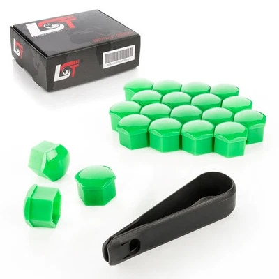 20x wheel bolt caps cover caps wheel nuts set 17 mm green gloss for Jaguar - Image 1 of 4