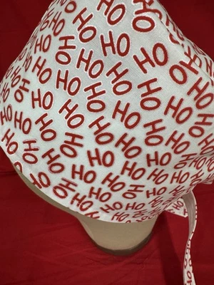 Men/Women Surgical Scrub Cap Lined Christmas HO HO HO 100% Cotton Cute Red - Image 1 of 3