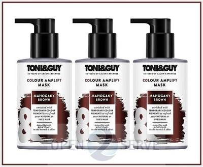 Pack of 3 - Toni & Guy Colour Amplify Hair Mask Mahogany Brown - 200ml - Image 1 of 4