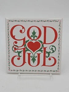 "God Jul" Salvamanteles de cerámica sueca Merry Christmas con respaldo de corcho listo para colgar - Imagen 1 de 3
