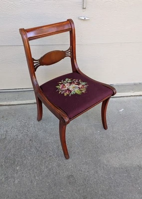 Antigua silla de salón JB Van Sciver victoriana caoba punta de aguja Duncan Phyfe D Foto 1 de 4