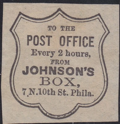 EE. UU. LOCALES JOHNSON'S BOX PHILADELPHIA LYON'S FALSO 4a COMO NUEVO 53 Foto 1 de 3