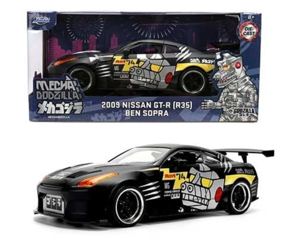 Jada 1:24 Hollywood Rider 2009 Nissan GT-R R35 Ben Sopra Diecast 36707 Godzilla  - Image 1 of 1