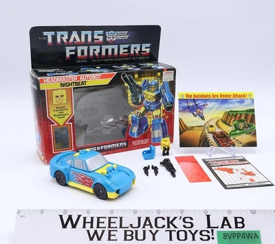 Headmaster Nightbeat W/BOX & INSERT 100% Complete Vintage G1 Transformers - Image 1 of 4