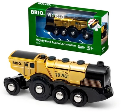 BRIO World Mighty Gold Action Locomotive Battery Powered Toy Train for Kids Age  - Image 1 of 4