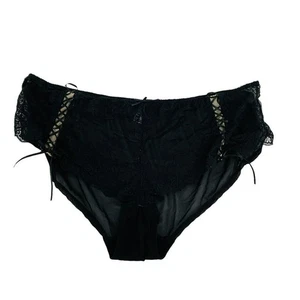 Adore Me Black Sheer Lace Hipster Lace Up Hip Detail Plus Size 3XL - Picture 1 of 8