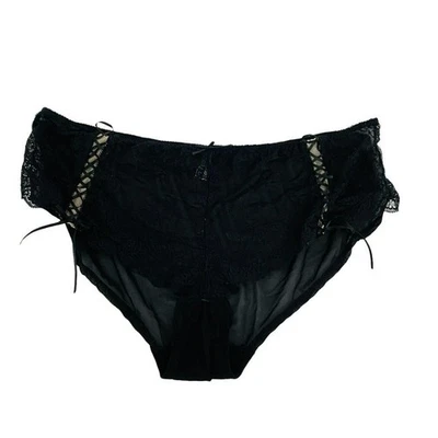 Adore Me Black Sheer Lace Hipster Lace Up Hip Detail Plus Size 3XL - Image 1 of 4