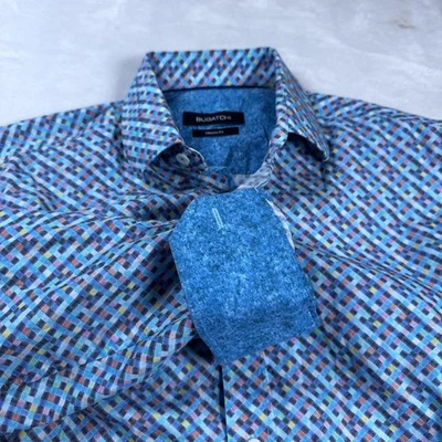 Bugatchi Shirt Mens Small Blue Multicolor Classic Fit Long Sleeve Button Down - Image 1 of 4