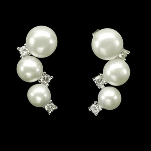 925 Sterling Silver Earrings Round Pearl 8mm Natural Gemstone Jewelry - Picture 1 of 14