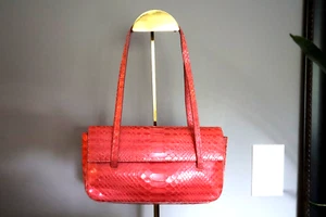 ANN TAYLOR Embossed Snake Pink/Orange Small/Mini Handbag, BEAUTIFUL! - Picture 1 of 5