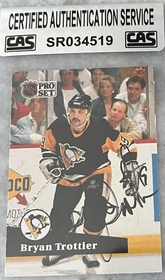 BRYAN TROTTIER AUTOGRAPHED SIGNED 1991-92 PRO SET CARD CAS CERTIFIED - Image 1 of 2