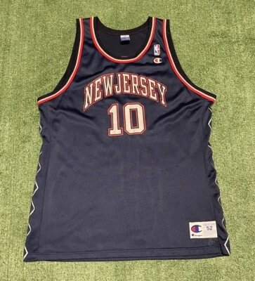 Vintage Champion New Jersey Nets Sam Cassell Size 52 NBA Basketball Blue - Image 1 of 4