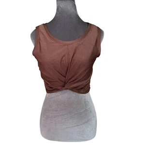 Aerie Offline Brown Ribbed Twist-Front Crop Tank Top XL - Picture 1 of 5