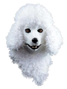 Maschera costume adulto bocca mobile bianca cane barboncino raccapricciante - Foto 1 di 1