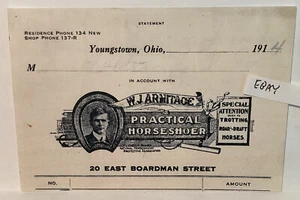 1914 W.J. ZAPATOS PRÁCTICOS ARMITAGE CABALLO SHOER YOUNGSTOWN OHIO NUEVO ADV. POSTAL - Imagen 1 de 2
