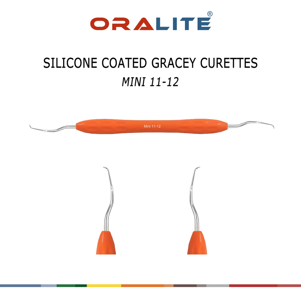 Escalador periodontal de instrumento dental Gracey Curette mini 11/12 recubierto de silicona Foto 1 de 3