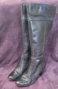 Botas de cuero negras Born cremallera completa tacón alto hasta la rodilla para mujer talla 10M - Imagen 1 de 9
