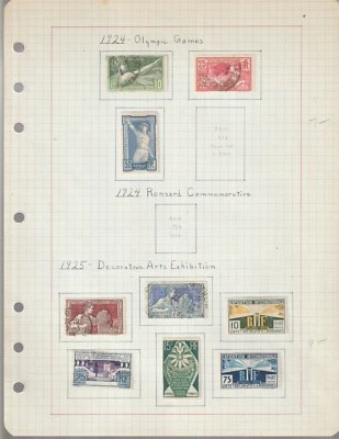 FRANCE Collection, 1929-1948, 9 pages Used, Unused stamps Cat. $140. + - Image 1 of 4