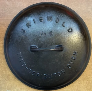 GRISWOLD No 9 TITE TOP DUTCH OVEN LID 2552 LARGE LOGO ERIE PA ANTIQUE CAST IRON - Picture 1 of 10
