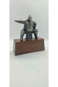 SUMO Wrestler Brass Figure StatueTable Ornament - Japan Antique Figurine - Picture 1 of 2