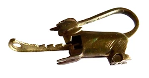 cHINESE BRASS CAT MONKEY ANIMAL SHAPED FURNITURE LOCK PADLOCK W/ KEY neocurio  - Picture 1 of 8