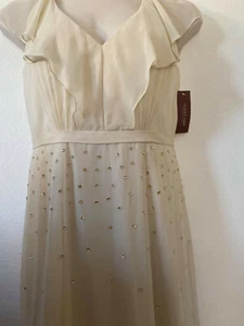 Vestido de Baile Jenny Yoo Beige Sin Mangas Cuello en V Talla 12 $220 #163 - Imagen 1 de 7
