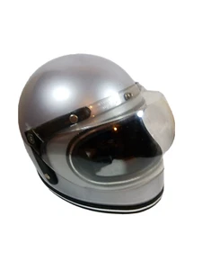 Vintage L Bubble Shield Motorcycle Helmet Silver Land Tool Co. - Picture 1 of 8