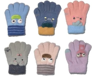 Kids 3 Pack Gloves Boys/Girls Warm Thermal Stretch Glove 2 - 5 Year Mix Assorted - Picture 1 of 25