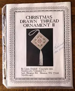 Christmas Drawn Thread Ornament II Stitch Pattern - Linda Driskell (1992) Signed - Picture 1 of 2
