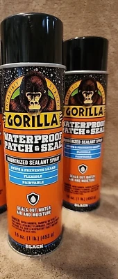 Lot of 2: Gorilla Waterproof Patch & Seal Spray Black 16 oz. - Image 1 of 4