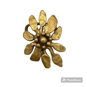 Vintage 70s Stephen Burr Handmade Brass Flower Belt Buckle Signed MCM - Bild 1 von 5