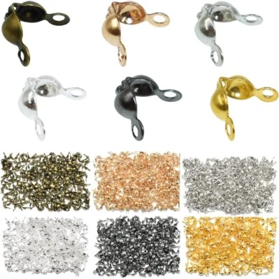 1200x Beads Tips Knot Cover Clamshell Crimp End Caps DIY Bracelet Jewelry Making Foto 1 de 4