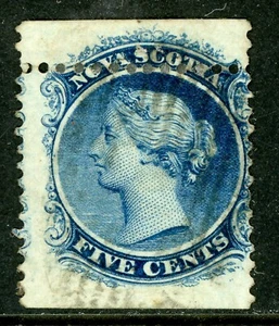 Canada 1860 Nova Scotia 5¢ Blue Scott #10 Variety VFU Z27 - Picture 1 of 2