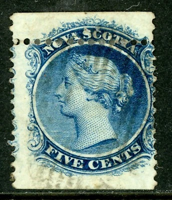 Canada 1860 Nova Scotia 5¢ Blue Scott #10 Variety VFU Z27 - Image 1 of 2