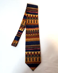Daniel de Fasson Neck Tie 100% Silk Abstract Blue Pink Gold Red  3.75 X 58 Korea - Picture 1 of 12