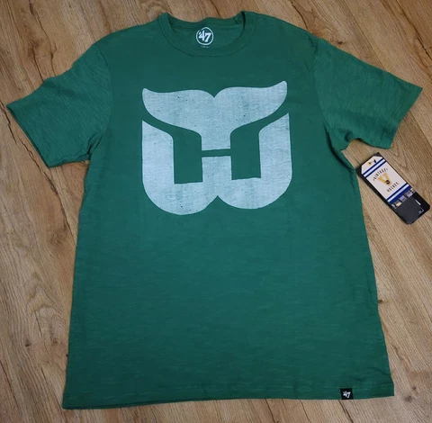 Hartford Whalers Vintage Hockey '47 Brand Logo T-Shirt Men's Size-Small NWT Cover