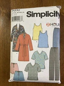 Complete Simplicity 9330 Pattern XL Unisex Sleepwear Tank Top Pants Shorts Robe - Picture 1 of 3