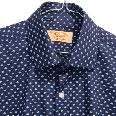 Penguin By Munsingwear Shirt Men collar 15,5in  Navy Short Sleeve Button-Down - Image 1 of 4