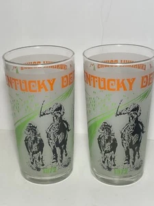 2 Vintage 1972 Kentucky Derby Frosted Mint Julep Souvenir Glass Churchill Downs - Picture 1 of 2