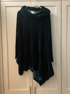 Soft Surroundings Tunic Dress XL Green Crushed Velvet Witchy Asymmetrical Fairy - Picture 1 of 4