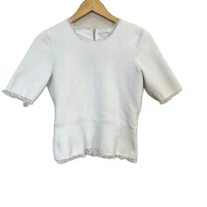 A.L.C. Rudin White Frayed Top Short Sleeve Women’s Sz Small - Picture 1 of 4