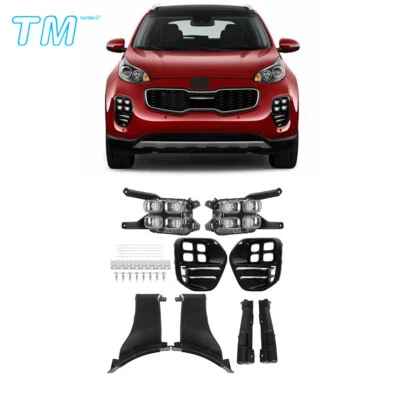 LH&RH 适用于起亚 Sportage 2017 - 2018 前 LED 雾灯灯泡保险杠和挡板套件 — 第 1/4 张图片